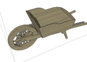 中式独轮手推车设计SU(草图大师)模型