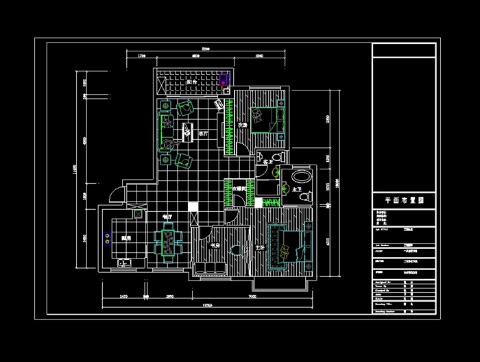 两居室内空间设计cad施工图附效果图(6)