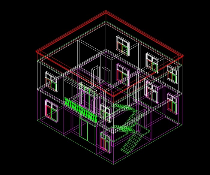 小型别墅整体cad结构图(1)