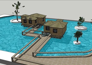 海上度假小木屋设计SU(草图大师)模型
