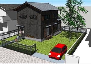 日式木屋别墅建筑SU(草图大师)模型