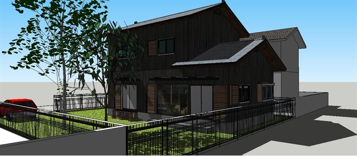 日式木屋别墅建筑SU模型