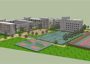 某学校多层详细建筑楼设计SU(草图大师)模型