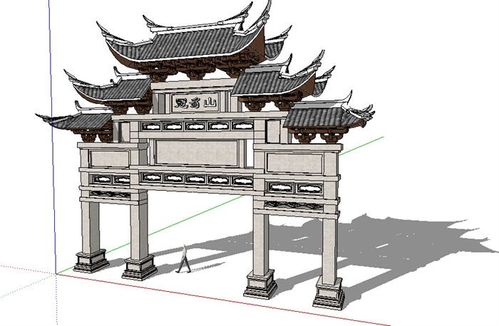 古典中式详细牌坊设计su模型