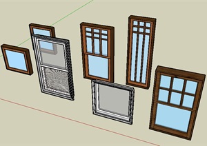 多种不同的室内窗子设计SU(草图大师)模型