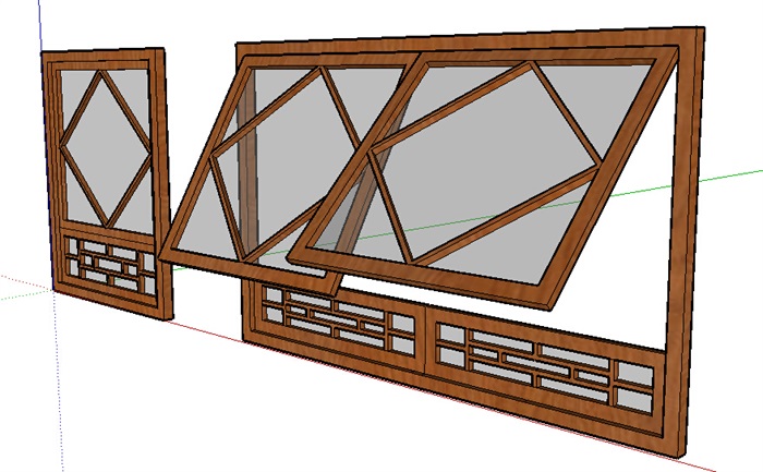 某现代中式窗子详细设计su模型