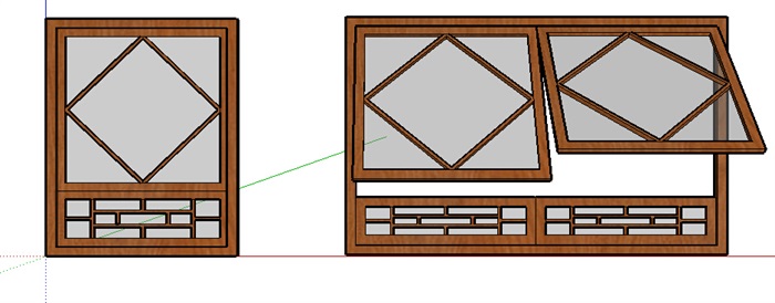 某现代中式窗子详细设计su模型