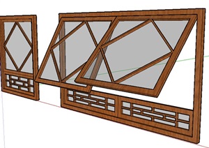 某现代中式窗子详细设计SU(草图大师)模型