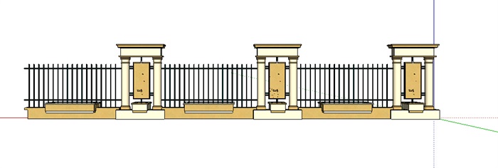 欧式经典详细完整的围墙设计su模型