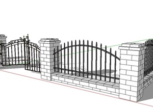某栏杆围墙设计SU(草图大师)模型