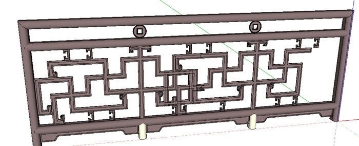 中式栏杆护栏su模型