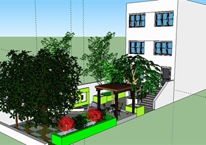某现代住宅庭院SU(草图大师)模型