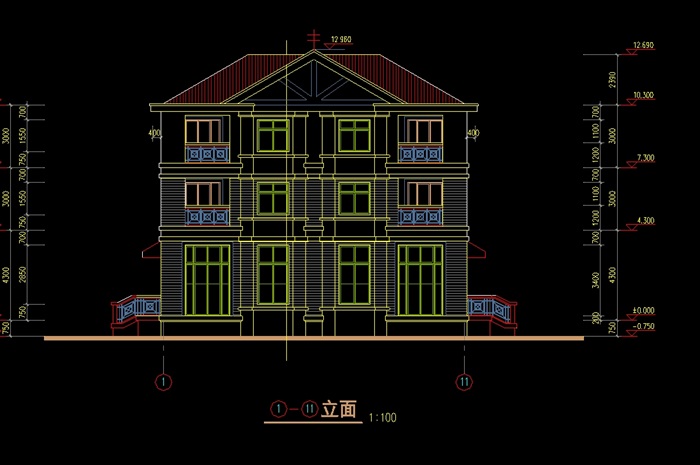 某欧式小区联体别墅设计cad方案(1)