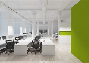现代详细完整的办公室设计3d模型