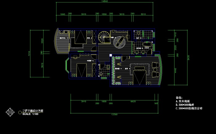 现代大气质感的住宅室内设计cad施工图附实景照片(6)