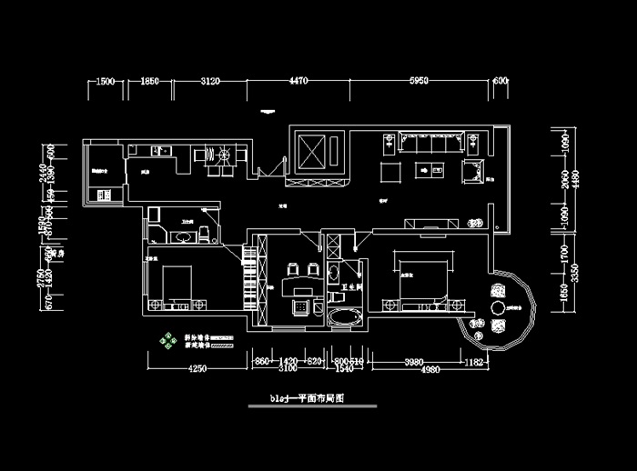 两室一书房室内设计cad方案图附效果图(5)