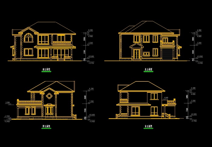 欧式独栋别墅cad方案设计图(1)