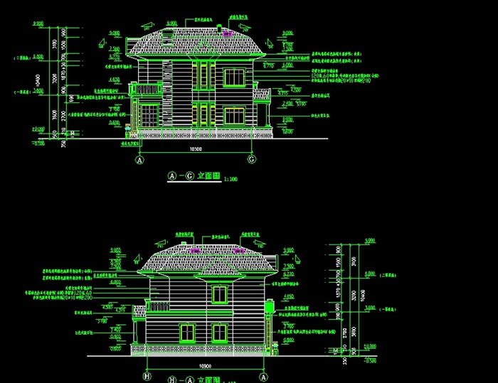 欧式小别墅建筑设计cad施工图纸(2)
