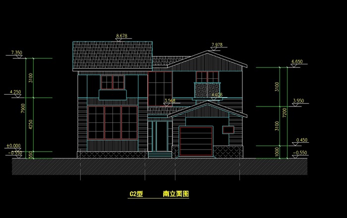 中式全套别墅建筑设计cad图纸(1)