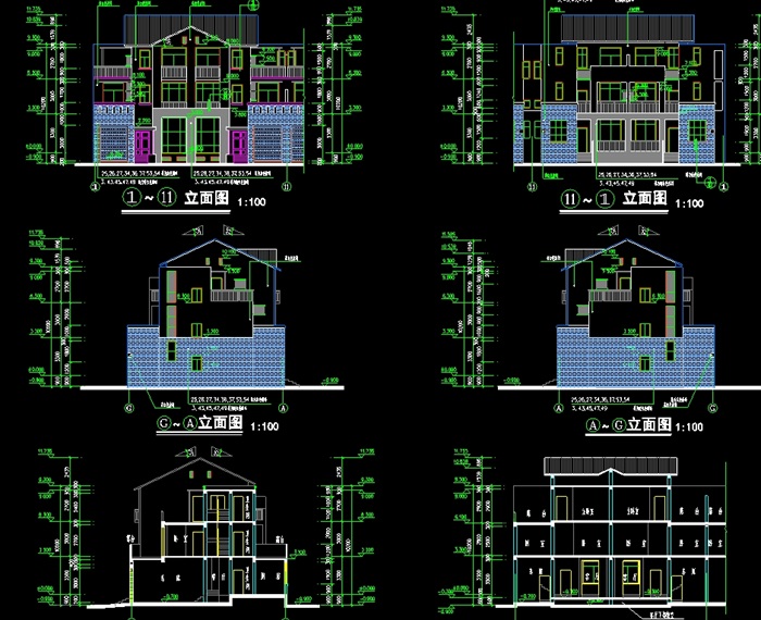 中式居住小区D型别墅建筑设计cad施工图(1)