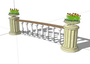 某欧式栏杆花钵组合设计SU(草图大师)模型