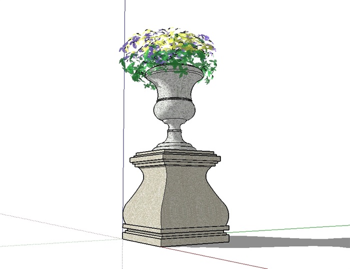 欧式详细的花钵柱设计su模型(3)