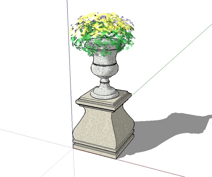 欧式详细的花钵柱设计su模型(1)