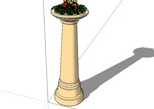 园林景观花钵柱设计SU(草图大师)模型