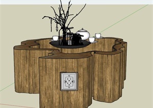 某室内独特经典详细的桌子设计SU(草图大师)模型