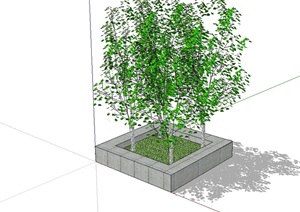 现代方形树池详细设计SU(草图大师)模型