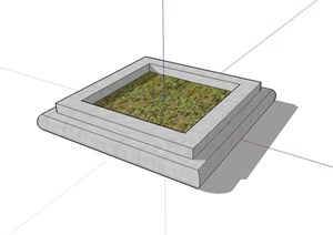 正方形详细的树池设计SU(草图大师)模型