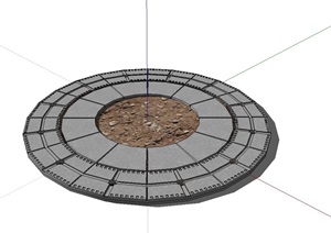 某圆形独特树池设计SU(草图大师)模型