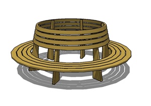 防腐木详细树池坐凳设计SU(草图大师)模型