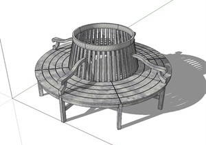 圆形详细树池坐凳设计SU(草图大师)模型