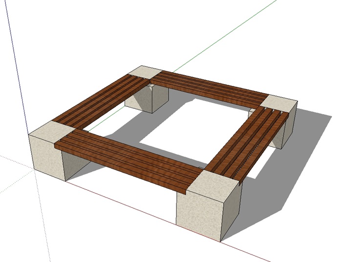 园林景观方形坐凳设计su模型(1)