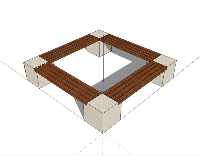 园林景观方形坐凳设计su模型(2)