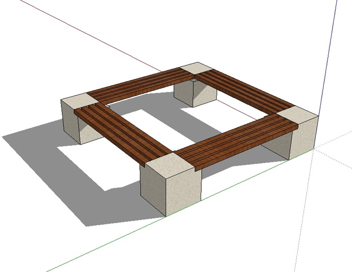 园林景观方形坐凳设计su模型(3)