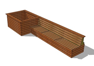 现代详细的木质花箱设计SU(草图大师)模型