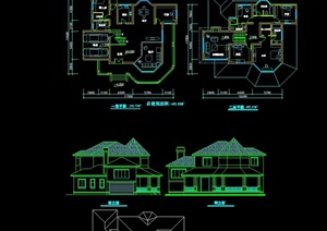 某欧式详细的三套别墅设计cad方案