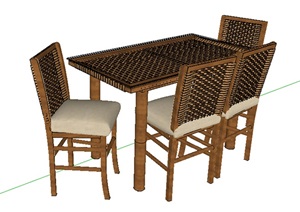 现代经典详细的室内桌椅组合设计SU(草图大师)模型