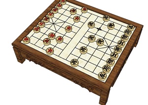 某象棋桌素材设计SU(草图大师)模型