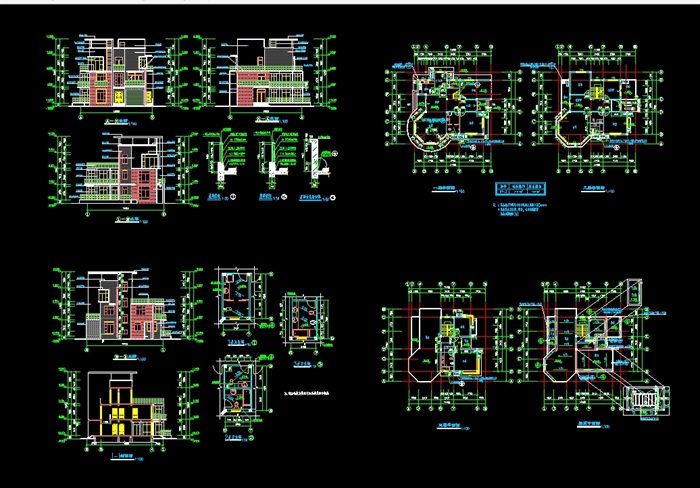独体别墅建筑设计cad施工图(3)