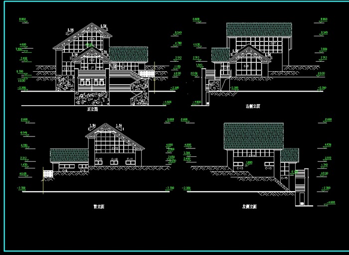 欧式详细的别墅建筑设计cad图纸(1)