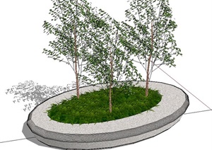 椭圆形树池设计SU(草图大师)模型