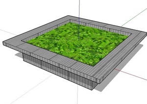 简约方形树池设计SU(草图大师)模型