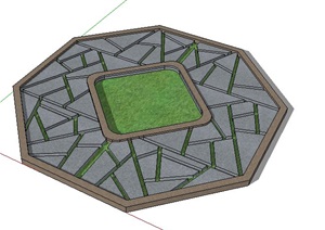 多边形树池盖板树篦子SU(草图大师)模型