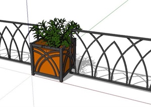 花箱种植池及围栏SU(草图大师)模型