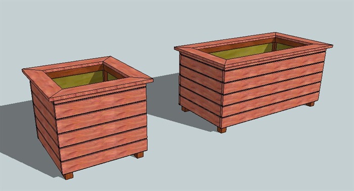 两款木制花箱种植池su模型(1)