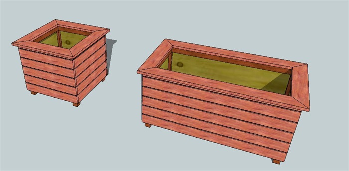 两款木制花箱种植池su模型(2)