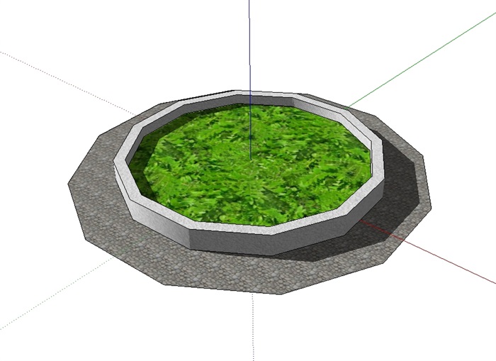 园林景观多边形树池设计su模型(1)